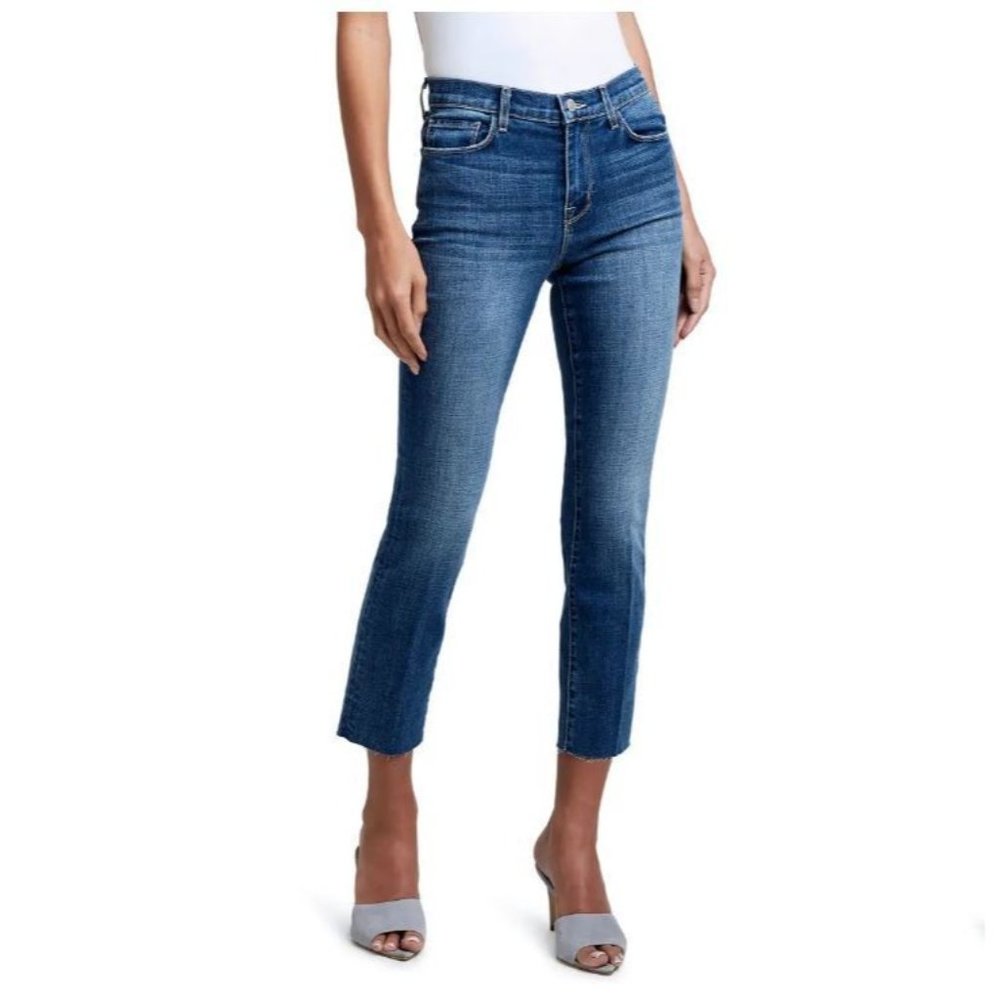 L'AGENCE Sada High Rise Crop Slim Jeans Raw Hem in Mesa Wash NWT Size 28